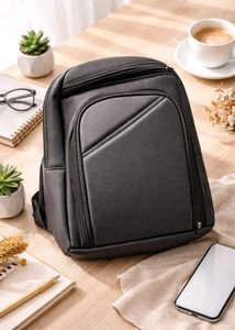 Stylish Black PU Backpack | Office / College Use |