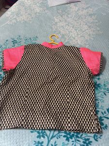 Jacket Style Blouse With Handwork Patch