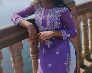 Lavender Embroidered Kurti