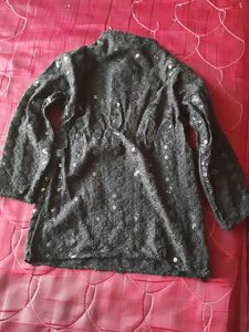 Elegant Black Embroidered Tunic Top