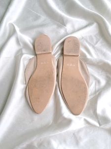 Embroidered Beige Mules