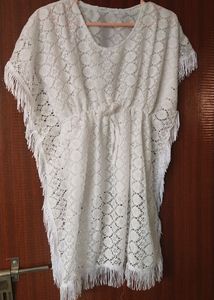 White Fringe Top