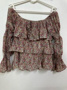Floral Ruffle Bardot Top