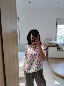 Colorful Geometric Print Relaxed Fit Top