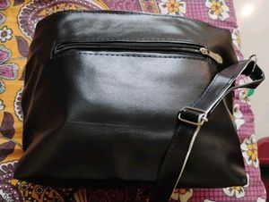 Multicolored Printed Black Faux Leather Sling Bag