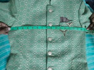 Jodhpuri Style Green Blazer With Cream Pant For Me
