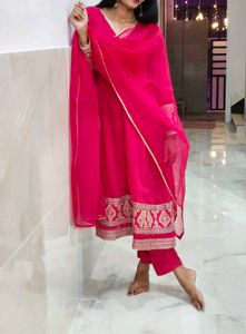 Pink Embroidered Kurta Set