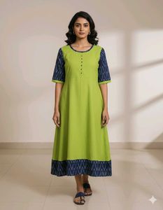 xxl size Stylish Green Printed Dress