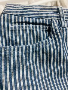 Blue Striped Denim Skirt