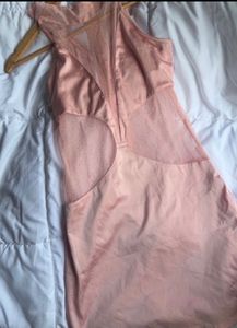 Pink cut out glitter detail bodycon dress