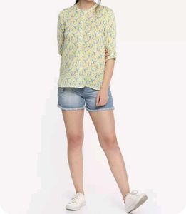 Yellow Floral Print Top