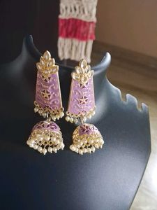 Lavender Jhumka Earrings