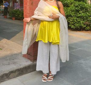 Yellow Tube Kurta with Palazzo