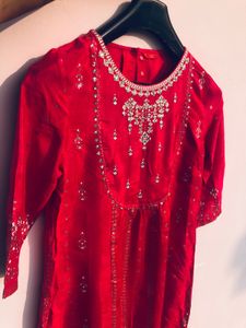 W Pink Embroidered Kurta