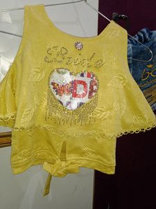 (1.5 Yr-2.5yr)Yellow Top With denim Shorts