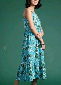 Sangria Floral Printed A-line Dress