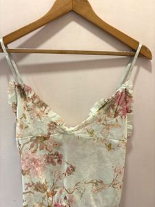 Beautiful Floral Ruffle Mesh Top