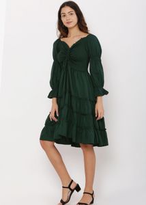 Emerald Green Tiered Mini Dress