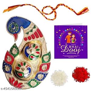 Peacock Rakhi Thali Set