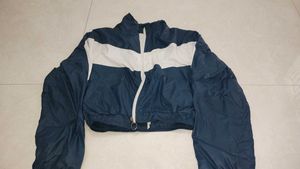 Blue & White Cropped Windbreaker