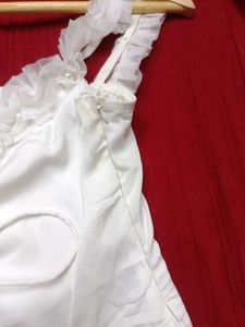 Ruffle Trim Tie-Front Corset Top