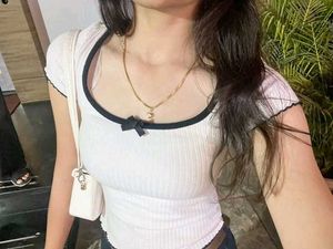 H&M Baby Pink Overlock Ribbed Top