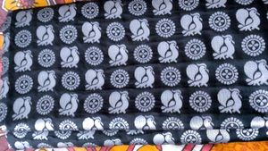 Black & Silver Bird Print Fabric