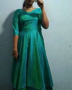 Peacock 🦚 Blue Double Layered Flair Dress