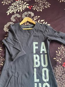 dark grey colour stretchable knee length top