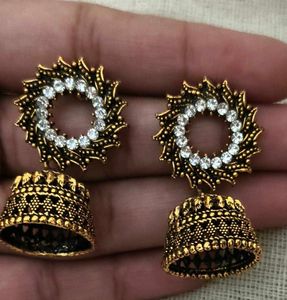 Silver-Tone Jhumka Earrings