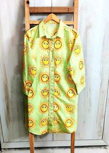 Funky Sun Print Shirt Dress Size-42-44