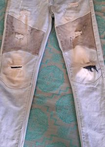 Distressed Patchwork Denim Jeans