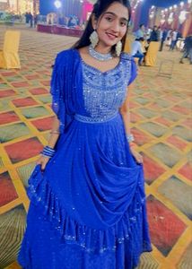 Elegant Blue Embellished Dress