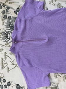 Beautiful Levender Collar Crop Top