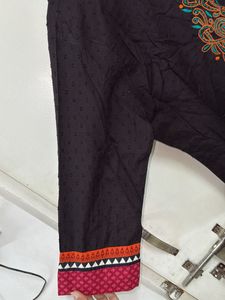 Printed Embroidered Kurti On Chikankari Fabric