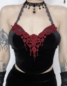 Gothic Lace Trim Halter Top