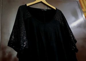 Black Top with Sequin Sleeves For 58 Bust