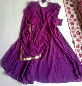 Purple 💜 Beautiful Anarkali With Dupatta Set 🎀