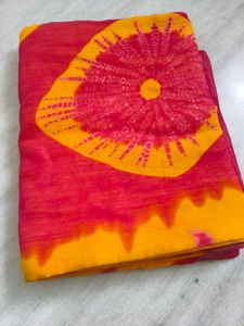 Vibrant Yellow &amp; Pink Bandhani Saree 🌼