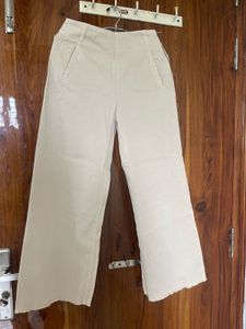 Beige Wide Leg Pants