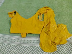 Mustard Yellow Party Dress/ Skirt With Choli