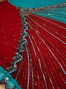 HEAVY HANDWORK LEHANGA TYPE READY TO WEAR SAREE