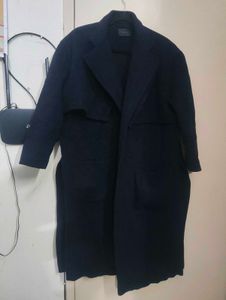 Elegant Navy Overlapping Trench Coat