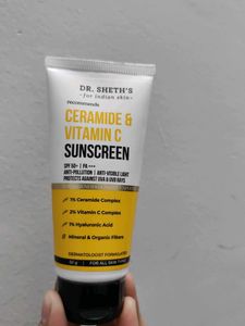 DR.SHETHS CERAMIDE AND VITAMIN C SUNSCREEN.