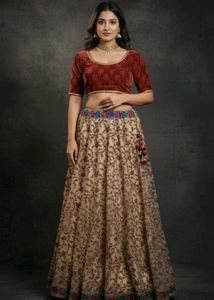 Mahroon Golden Lehenga