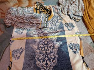 Elegant Velvet Wedding mirror printed  Kurti Set