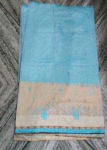 Elegant Blue &amp; Cream Saree