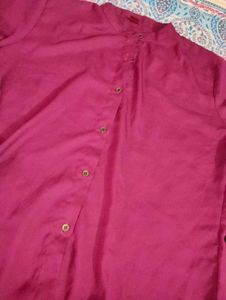 Madarin Collar Purple Georgette Shirt