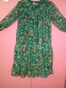 Emerald Floral Print Mini Dress