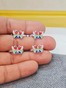 Pure silver butterfly design toe ring